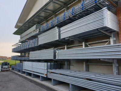 Cantilever racking ideal for storing and handling long, heavy items